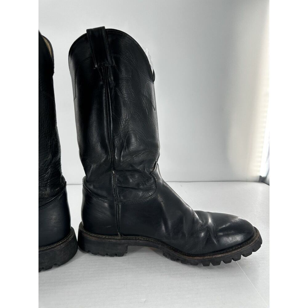 Justin Boots Mens Size 11 D Roper Cowboy Vibram Black Rodeo Work B4267 Leather - Picture 5 of 9